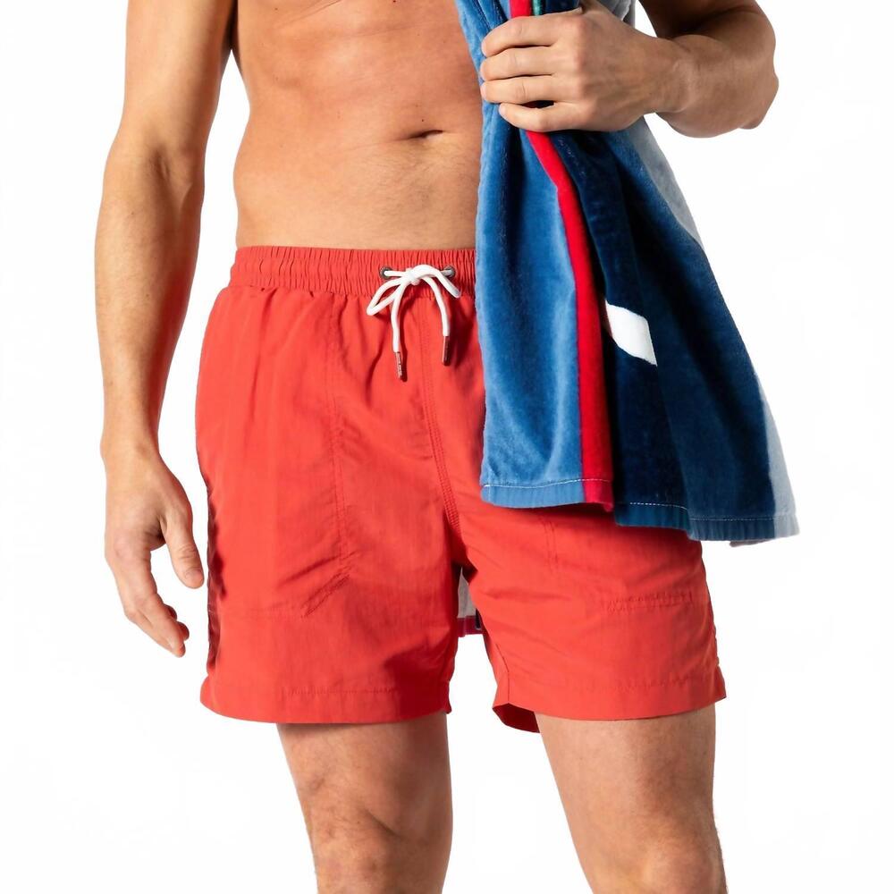 NEW DUCK HEAD men's sailport solid swim short in classic red